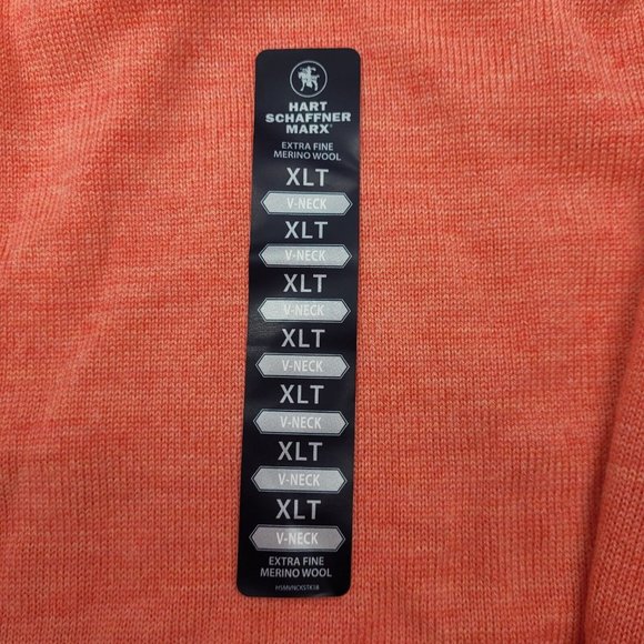 Hart Schaffner Marx Extra Fine Merino Wool Sweater Men's XLT Coral Heather NWT - Picture 7 of 10